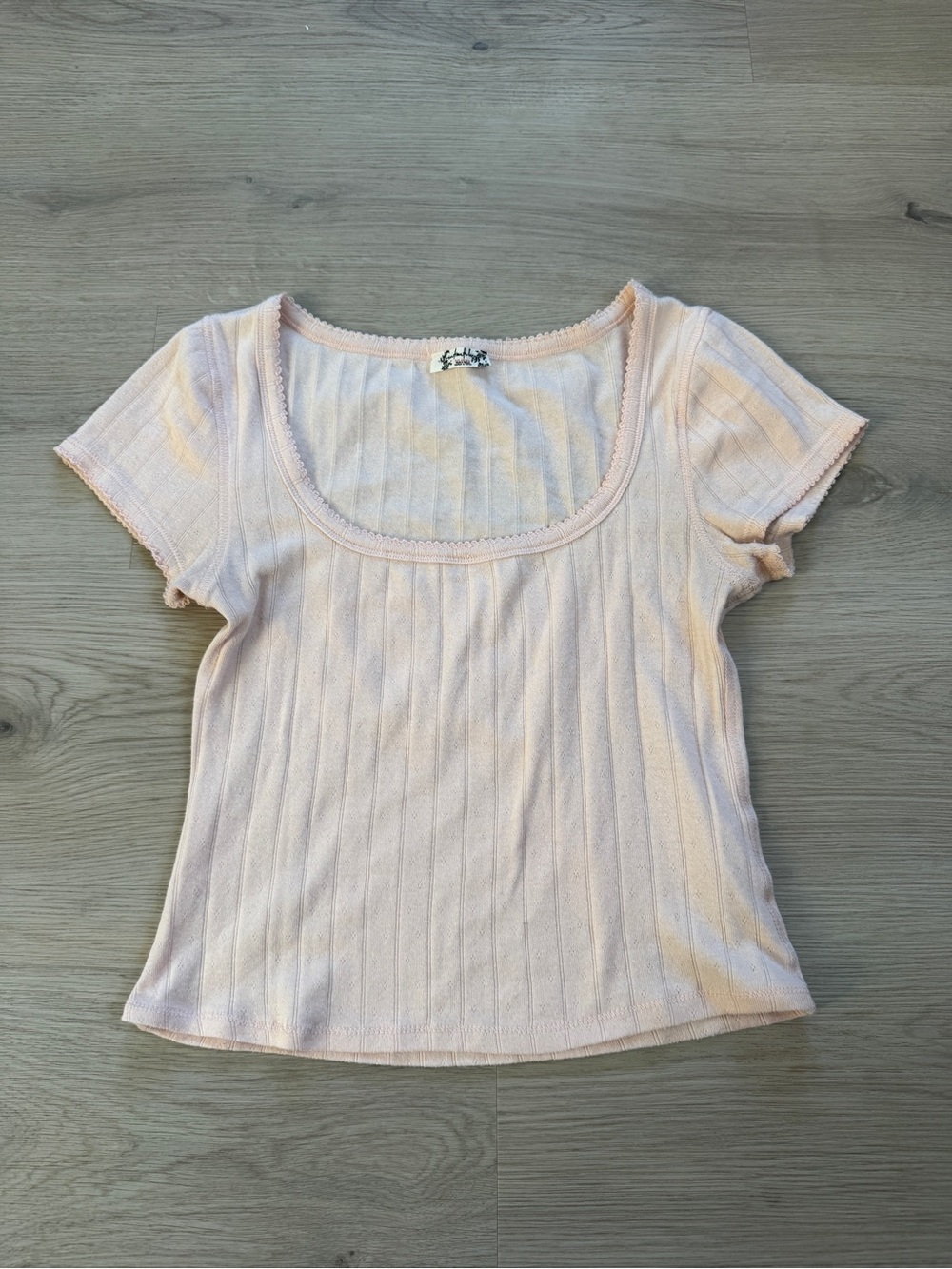 Free People Scoop Neck Ribbed Tee - Pale Pink